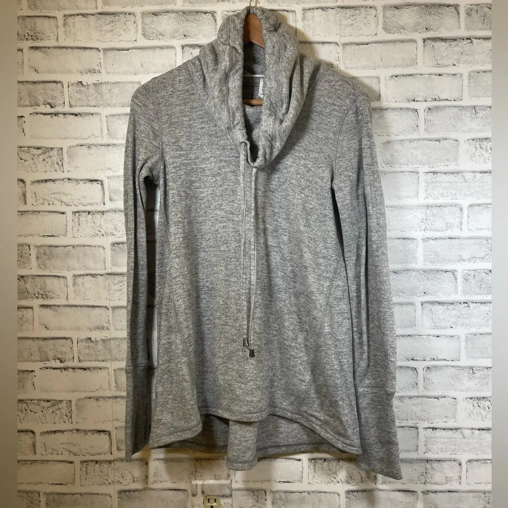 Cable & Gauge Gray Cowl Funnel Neck Long Sleeve Tunic Sweater Small